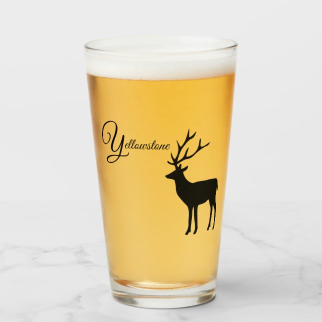 Copo De Pint Vidro Tumbler-Yellowstone Deer (Frente (Preenchido))