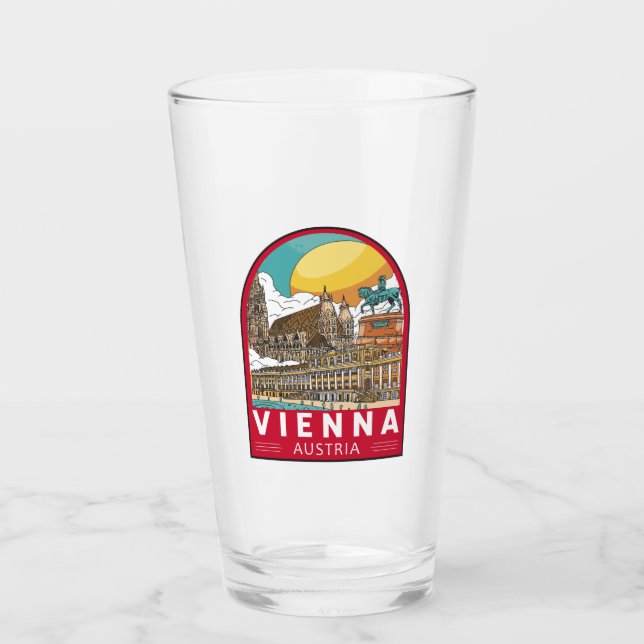 Copo De Pint Viena Áustria - Viagem Retro Emblem (Frente)