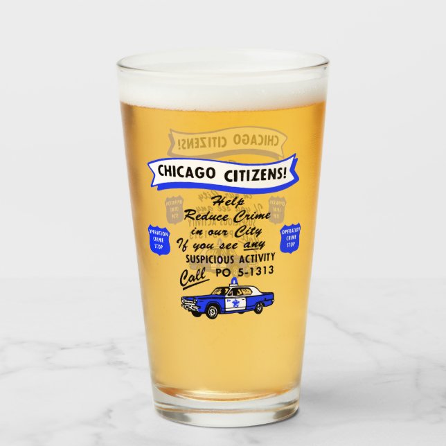 Copo De Pint Vintage Chicago Operação Crime (Frente (Preenchido))