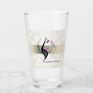 Copo De Pint Vintage Elegante,Chique,Silhueta de Menina em Rend
