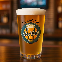 Copo De Pint Vintage Ice Cold Beer Custom Name or Text