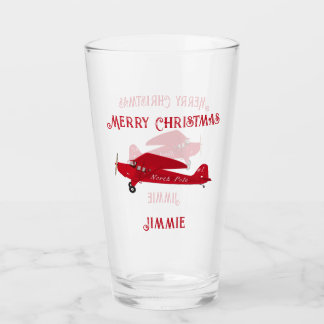 Copo De Pint Vintage Red Airplane Feliz Natal Pint Soda Jar