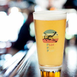 Copo De Pint Vintage Retro Sunset, Piloto de avião, Aviação Leg