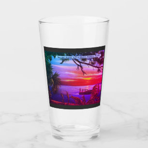 Copo De Pint Vintage Sarasota, FL Beach Sunset - Golfo do Méxic