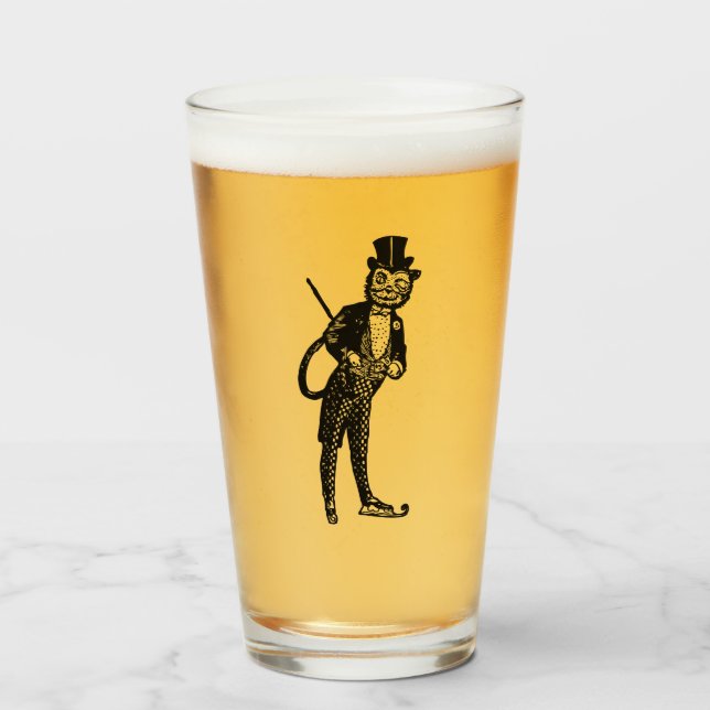 Copo De Pint Vintage Sophisticated Opera Cat (Frente (Preenchido))