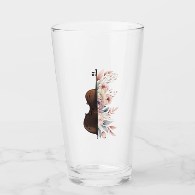 Copo De Pint Violino com flores. (Frente)