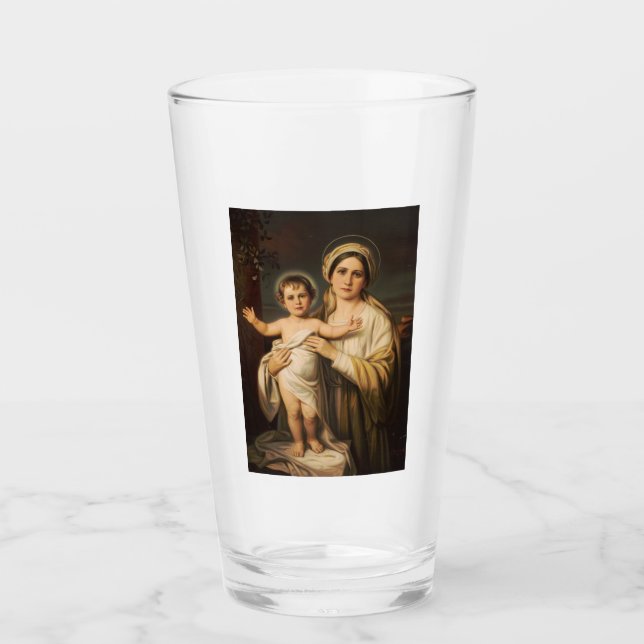 Copo De Pint Virgem Maria segurando Jesus bebê (Frente)