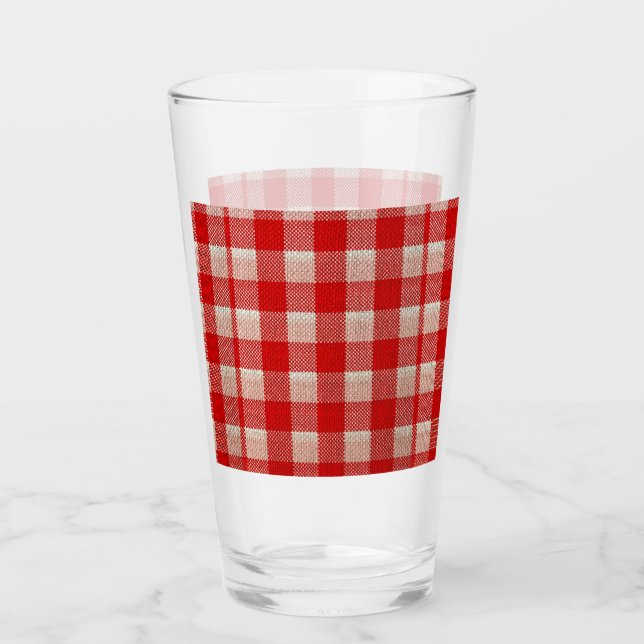 Copo De Pint Vista de Burlap com Padrão Verificado de Gingham V (Frente)