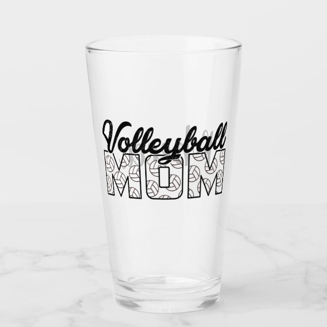 Copo De Pint Voleibol Mãe e Nome Vidro (Frente)