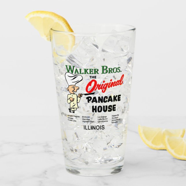 Copo De Pint Walker Bros. Illinois, A Casa De Pancake Original. (Gelo frontal)