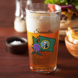 Copo De Pint Washington Flag e Flower Pacific Rhododendron