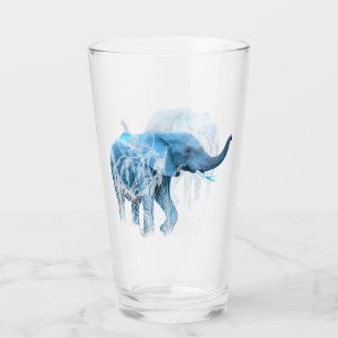 Copo De Pint Watercolor Elephant Nature Animal Art Glass
