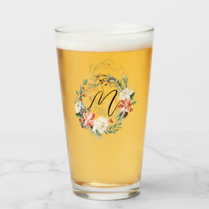 Copo De Pint Watercolor Floral Wreath Monograma