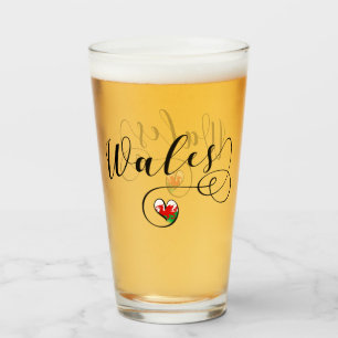 Copo De Pint Welsh Flag In Heart (País De Gales)