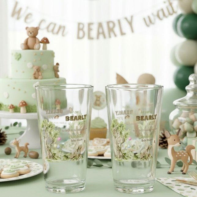 Copo De Pint Whimsical Bearly Wait Baby Shower Party (Whimsical Bearly Wait Baby Shower Party Glass ©Susanne Sachers - Sunny Mind 🌞)