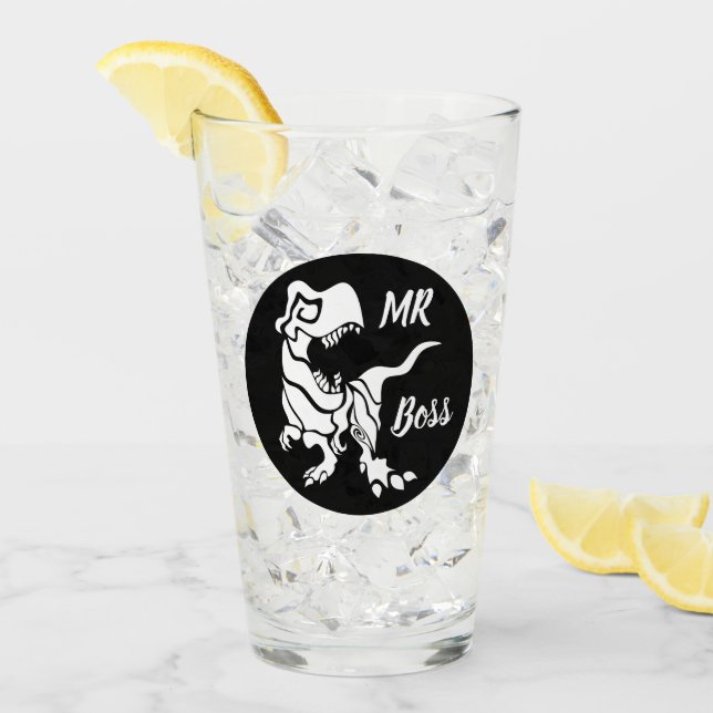Copo De Pint White Trex, o Chefe Dino (Gelo frontal)