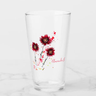 Copo De Pint Wild Free Spirited Red Poppies com escrevendo de c