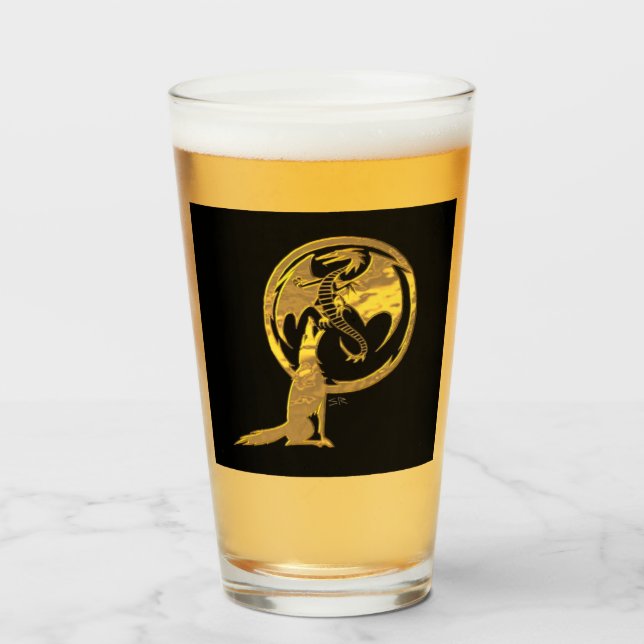 Copo De Pint Wolf & Dragon gold glass tumbler (Frente (Preenchido))