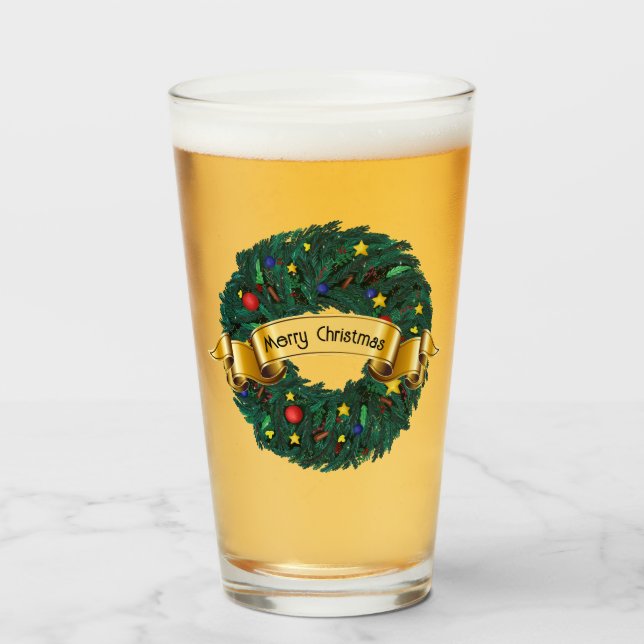Copo De Pint Wreath de Natal Evergreen (Frente (Preenchido))