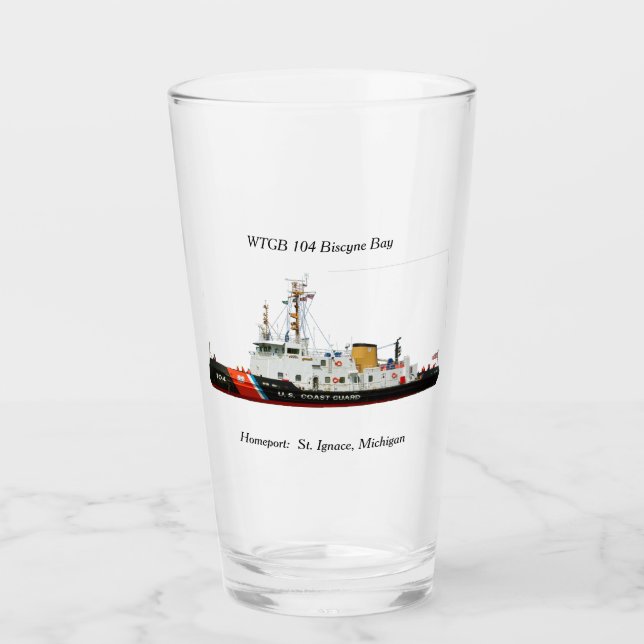 Copo De Pint WTGB 104 Biscyne Bay de vidro (Frente)