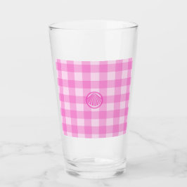 Copo De Pint Xadrez Rosa com Concha do Mar-