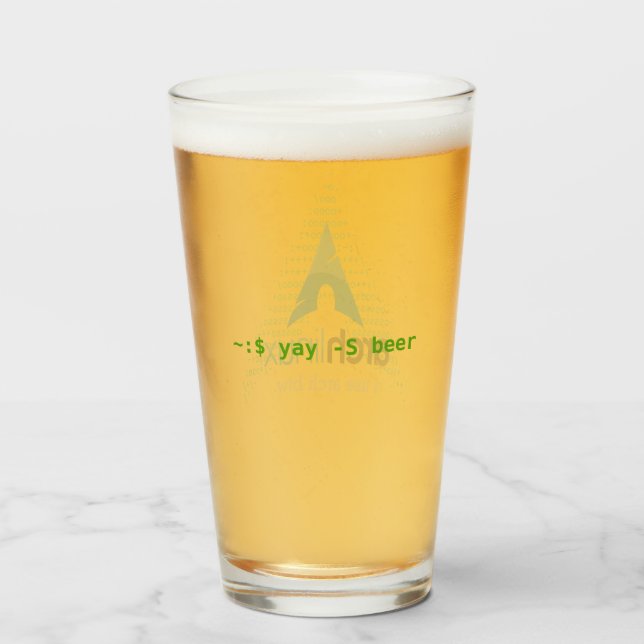 Copo De Pint ~:$ yay -S cerveja (logotipo oficial com Busca) (Traseira (Preenchido))
