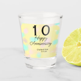 Copo De Shot 10 wedding anniversary yellow pastel name retro bo