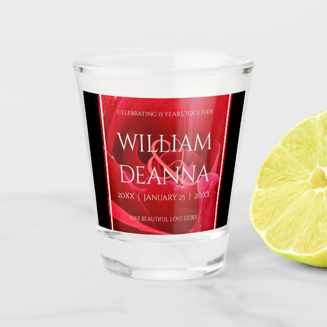 Copo De Shot 15 26º aniversário de casamento do Rosa Elegante (Frente)