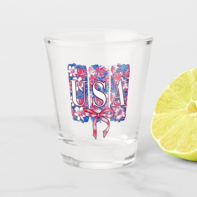 Copo De Shot 1776 América 4 de julho Flores EUA (Frente)