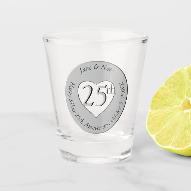 Copo De Shot 25 Silver Casamento de Aniversário Mug (Frente)