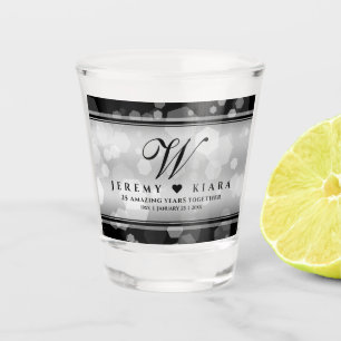 Copo De Shot 25o aniversário de casamento de prata elegante