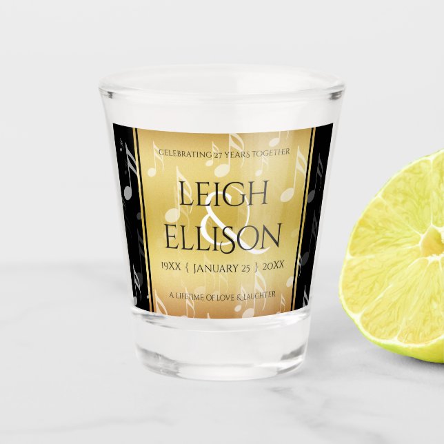 Copo De Shot 27.º aniversário de casamento musical (Frente)