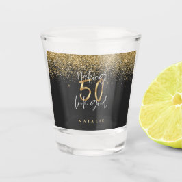 Copo De Shot 50 anos de idade, preto brilhante moderno e 50 ano