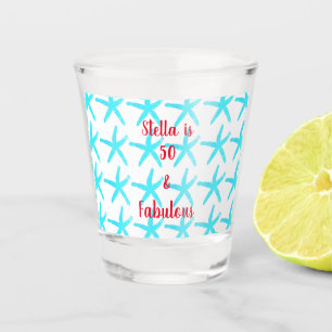 Copo De Shot 50 e Fabulosos Padrões Azuis de Birthday Legal