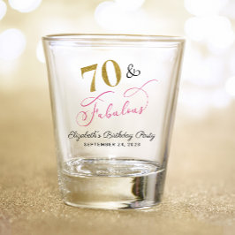 Copo De Shot 70 Birthday Pink Dourado Party Favor