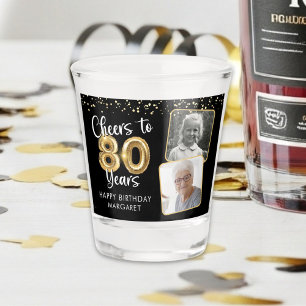 Copo De Shot 80 Aniversário Alegra-se a 80 anos Dourado