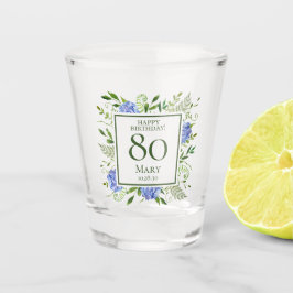 Copo De Shot 80 Birthday Blue Hydrangeas