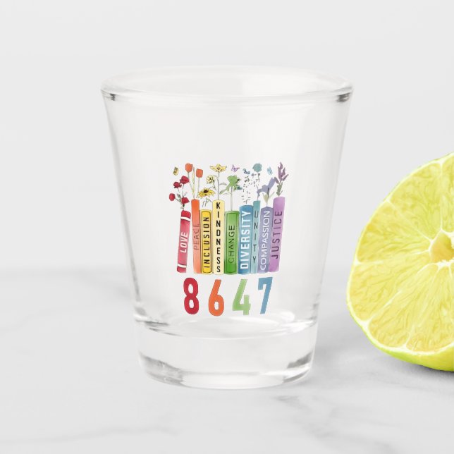 Copo De Shot 8647 Sutil Anti-Trump Anti MAGA 86 47 LGBT Floral (Frente)