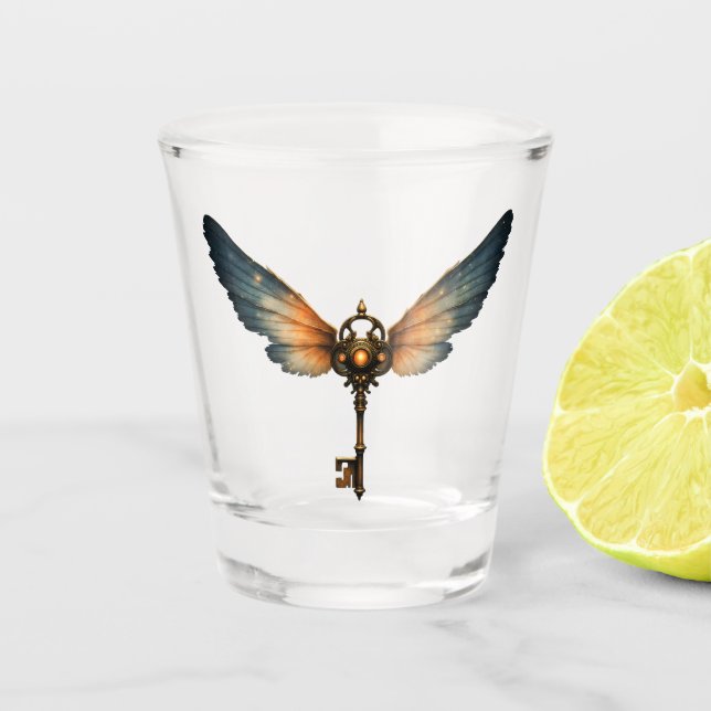 Copo De Shot A Chave da Eternidade – Asas Steampunk (Frente)