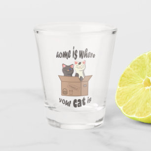 Copo De Shot A citação engraçada de Home é onde seu gato está