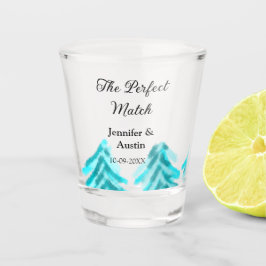 Copo De Shot A combinação perfeita do casamento do pinheiro azu