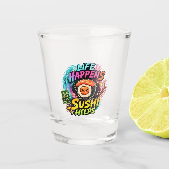 Copo De Shot A vida acontece Sushi ajuda (Frente)