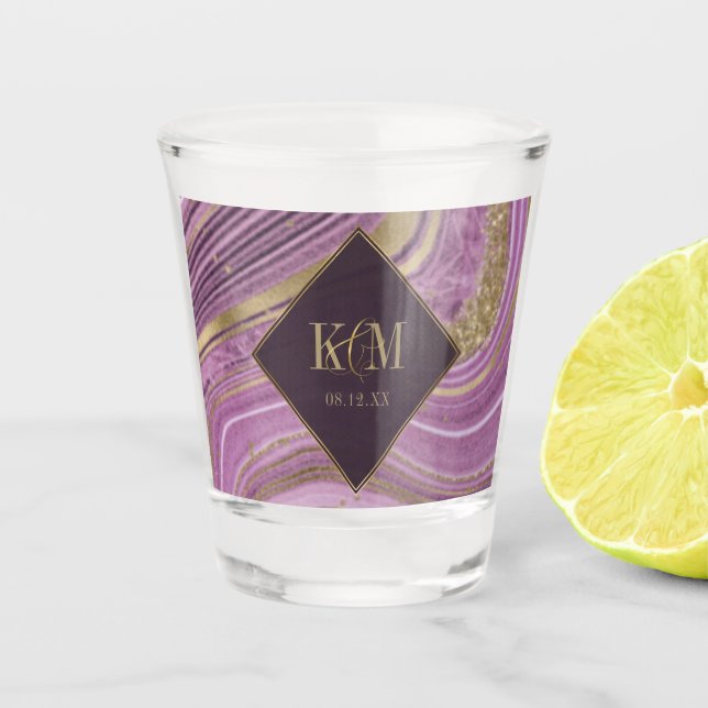 Copo De Shot Abstrato Agate Wedding Mauve ID827 (Frente)