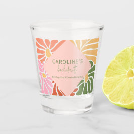 Copo De Shot Abstrato Floral cor-de-rosa-pêssego