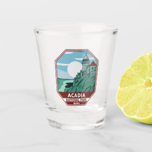 Copo De Shot Acadia National Park Maine Lighthouse Retro Emblem
