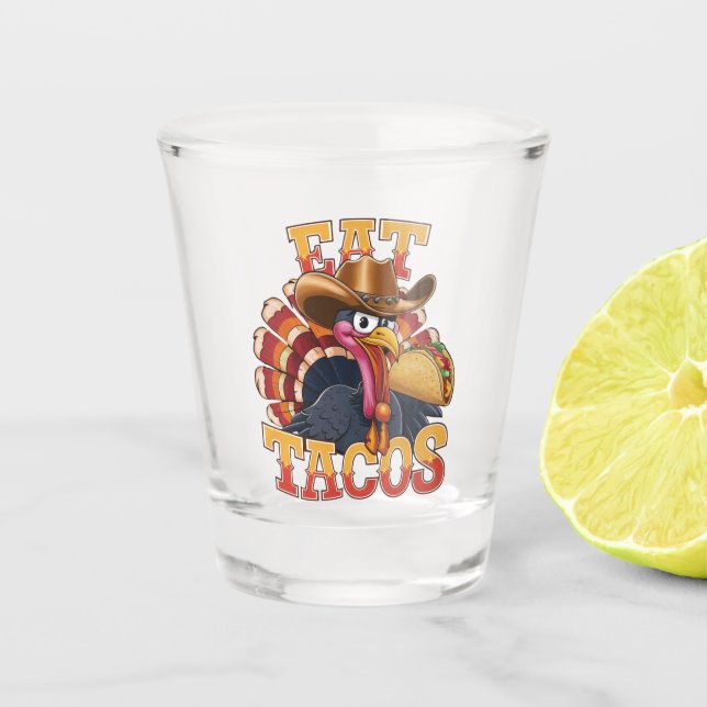 Copo De Shot Ação de Graças A Turquia Comeu Tacos Engraçado Mex (Frente)