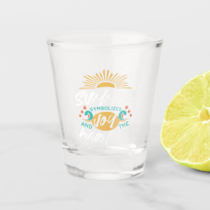 Copo De Shot Alegria de Verão - Citação Quente do Sol e da Feli