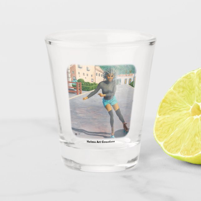 Copo De Shot Alienígena Roller Skating Fantasy Art Shot Glass (Frente)