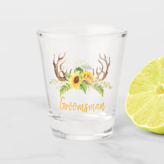 Copo De Shot Amarelo Girassóis Verde Padrinho de casamento