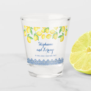 Copo De Shot Amarelo Limão-de-água Azulejo azul-mediterrânico